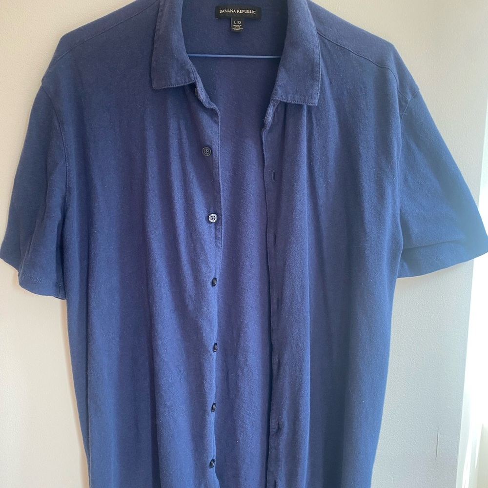 Banana Republic Men's Deep Blue Casual Shirt